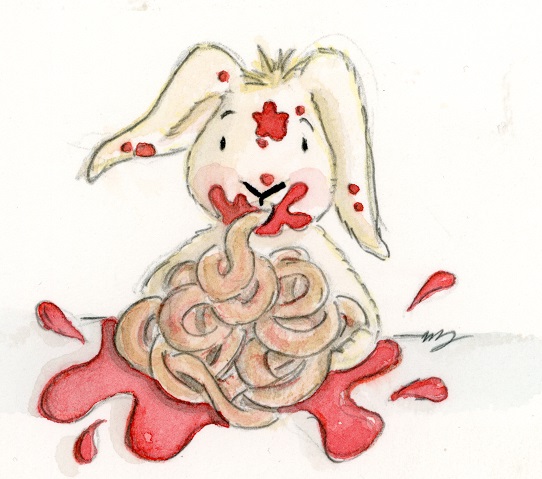 l'intestino ed il colon retto se li succhiò come uno spaghetto. Illustrazione di Noemi Drogo. 